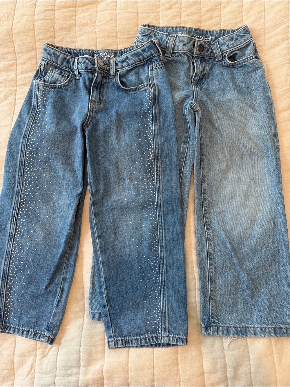 Cat & Jack Rhinestone Barrel Jean and Wide Leg Jean Bundle